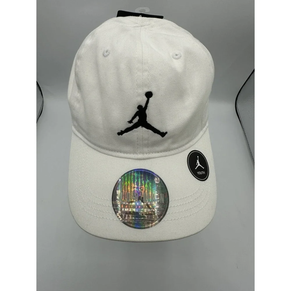 Nike Air Jordan Hat Youth Jumpman Strapback Adjustable Cap White Big Logo